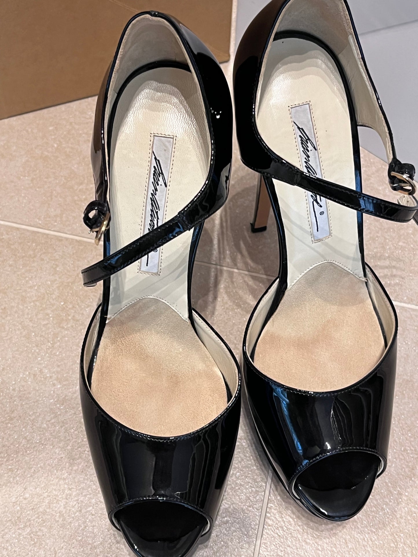 Brian Atwood Tribeca SkyHigh Platform Pumps Black Patent