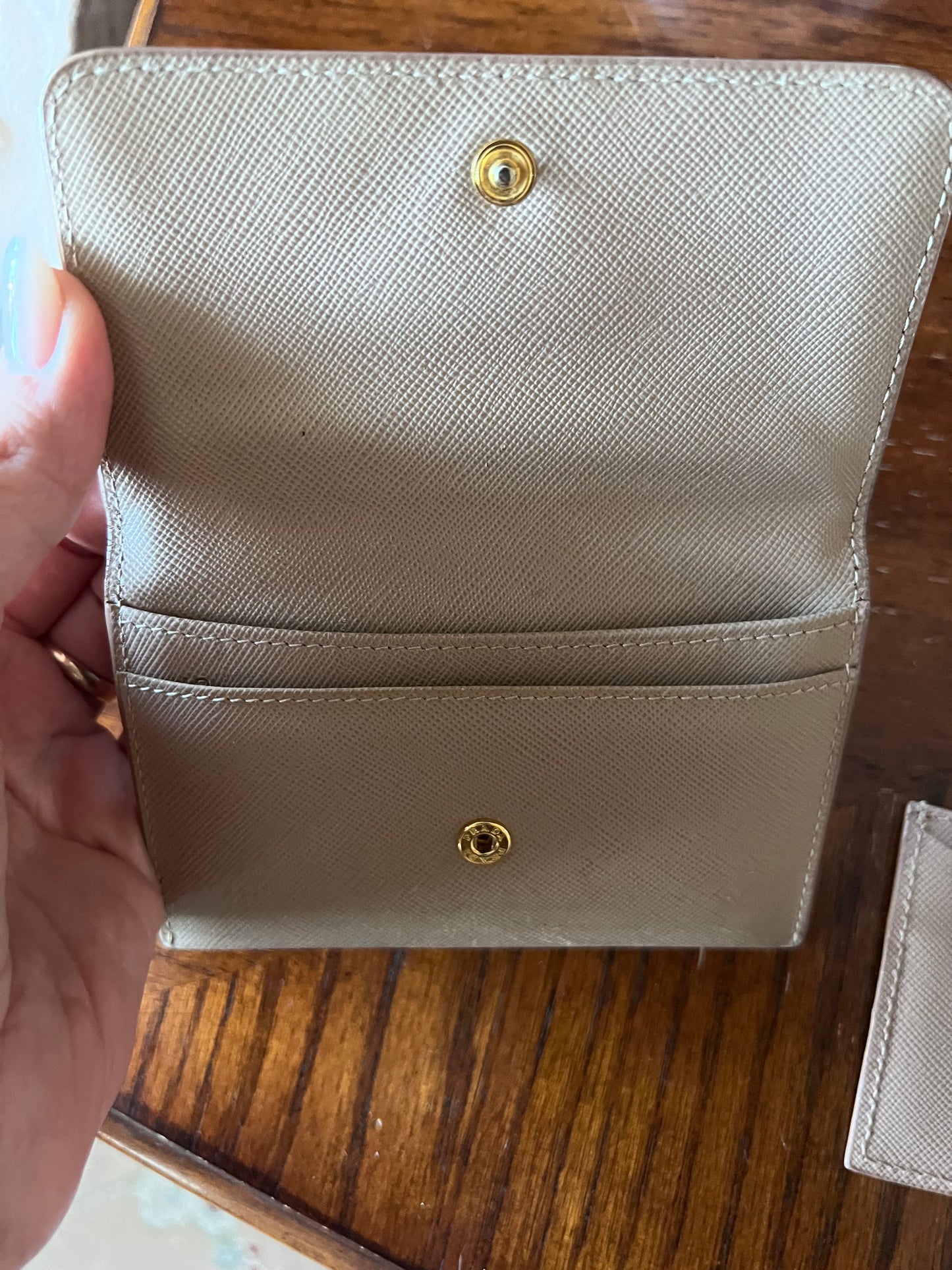 Prada Leather Wallet in Beige