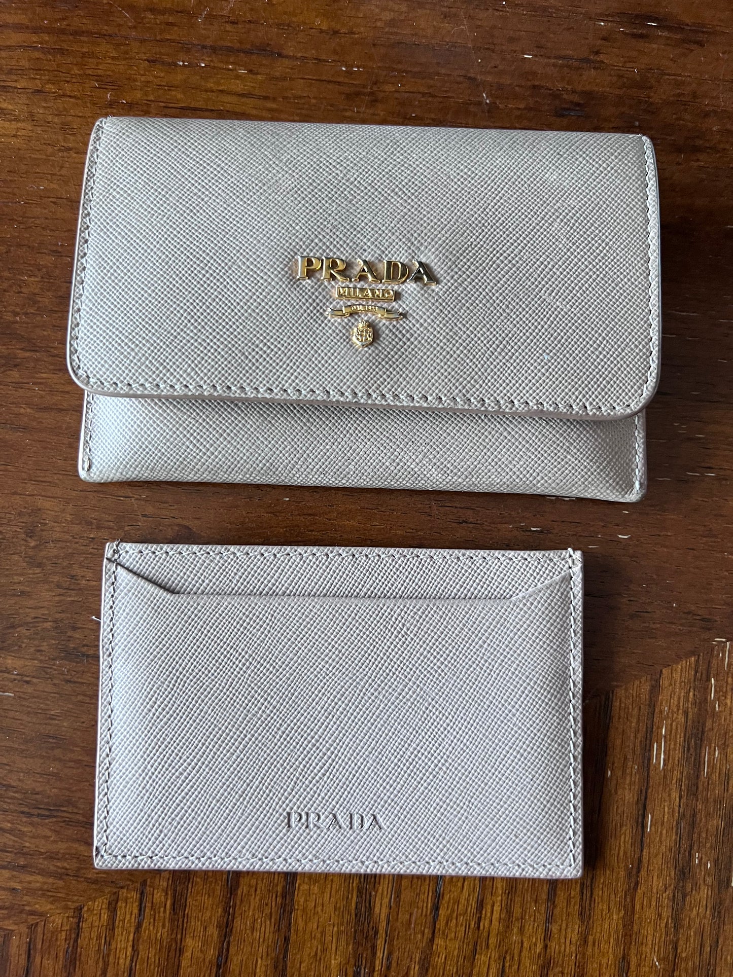 Prada Leather Wallet in Beige