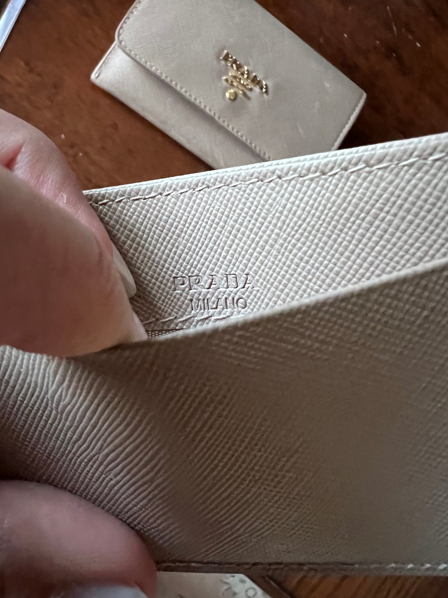 Prada Leather Wallet in Beige
