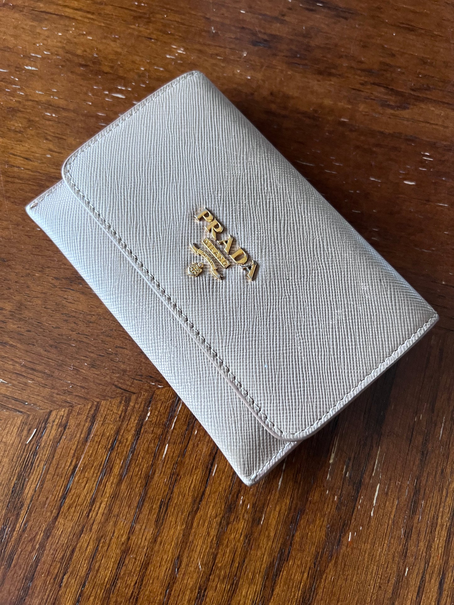 Prada Leather Wallet in Beige
