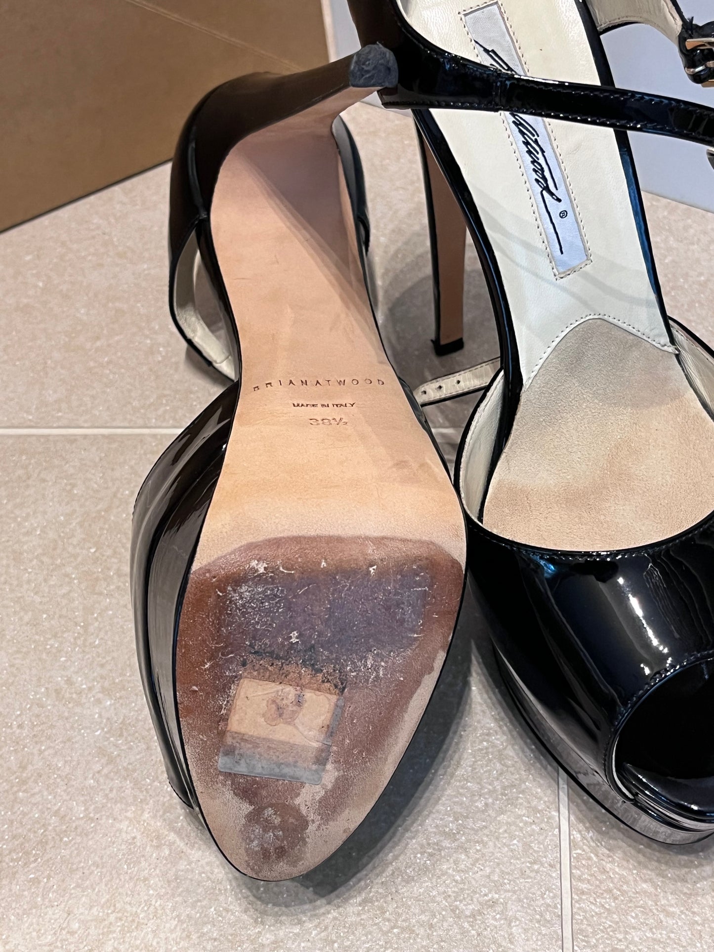 Brian Atwood Tribeca SkyHigh Platform Pumps Black Patent