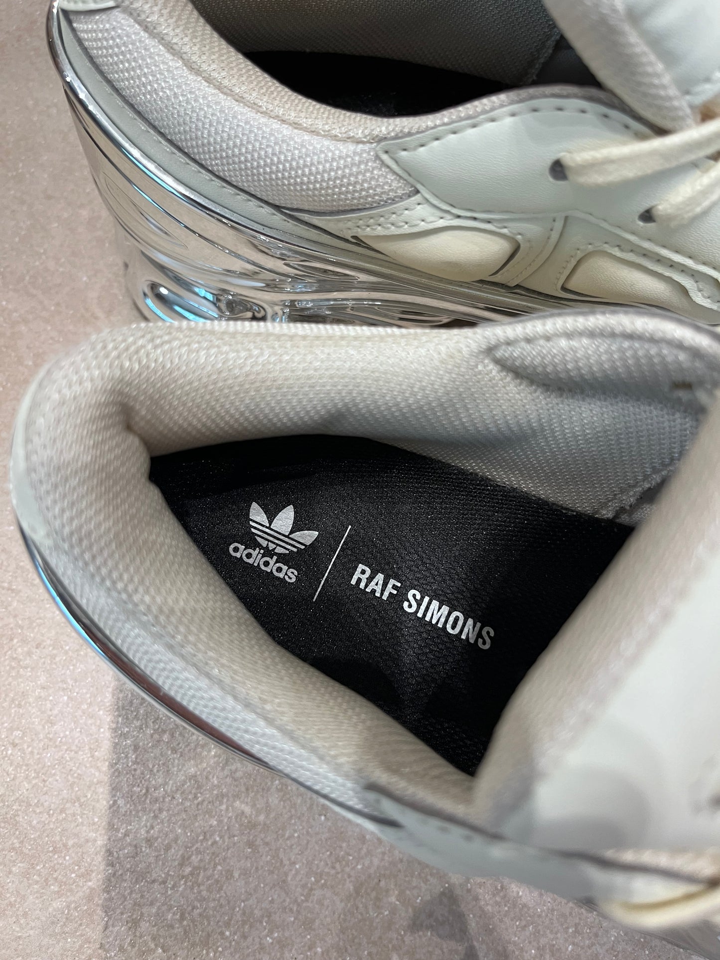 Raf Simons x Adidas Ozweego Cream White Silver Metallic