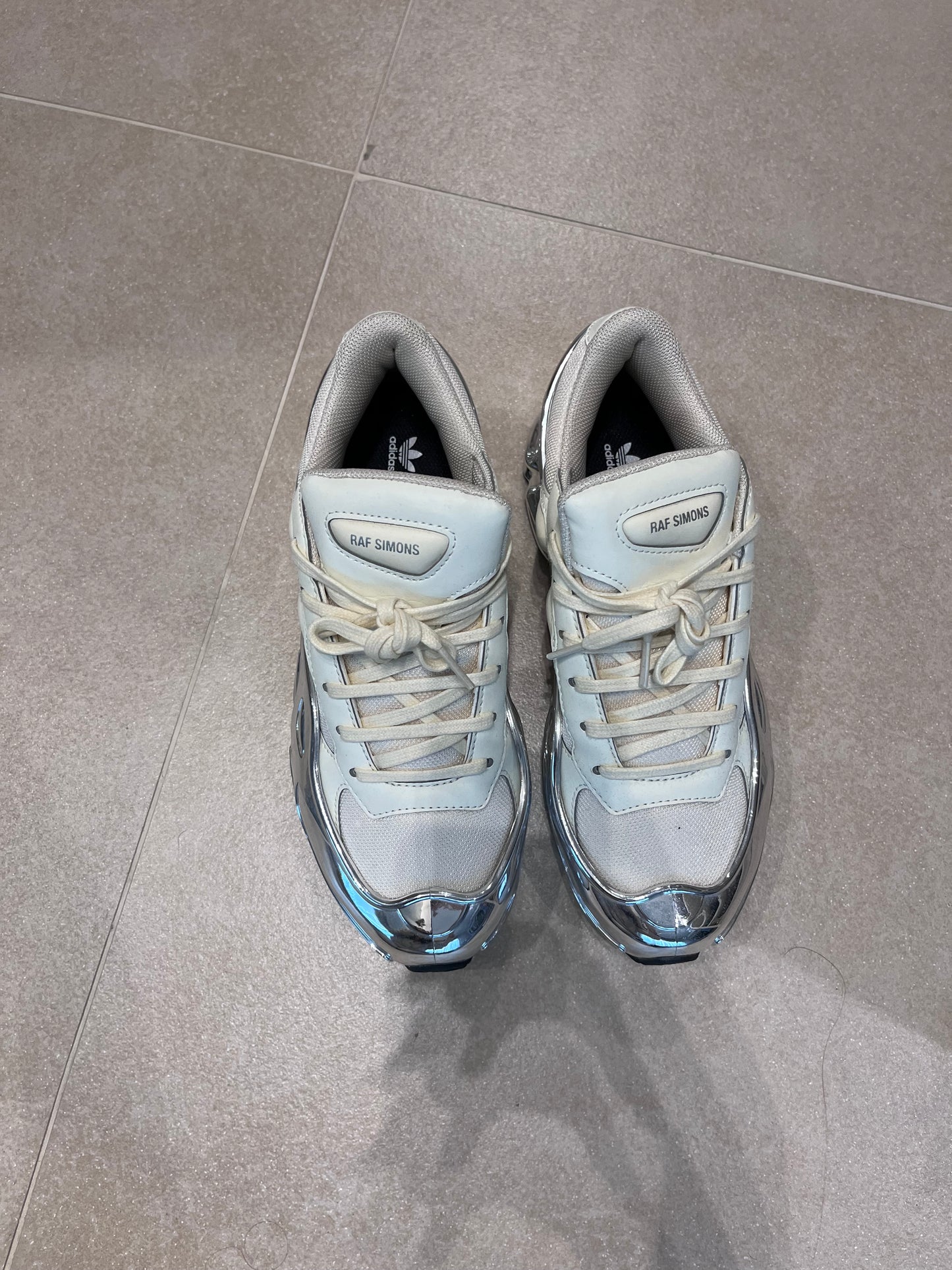 Raf Simons x Adidas Ozweego Cream White Silver Metallic