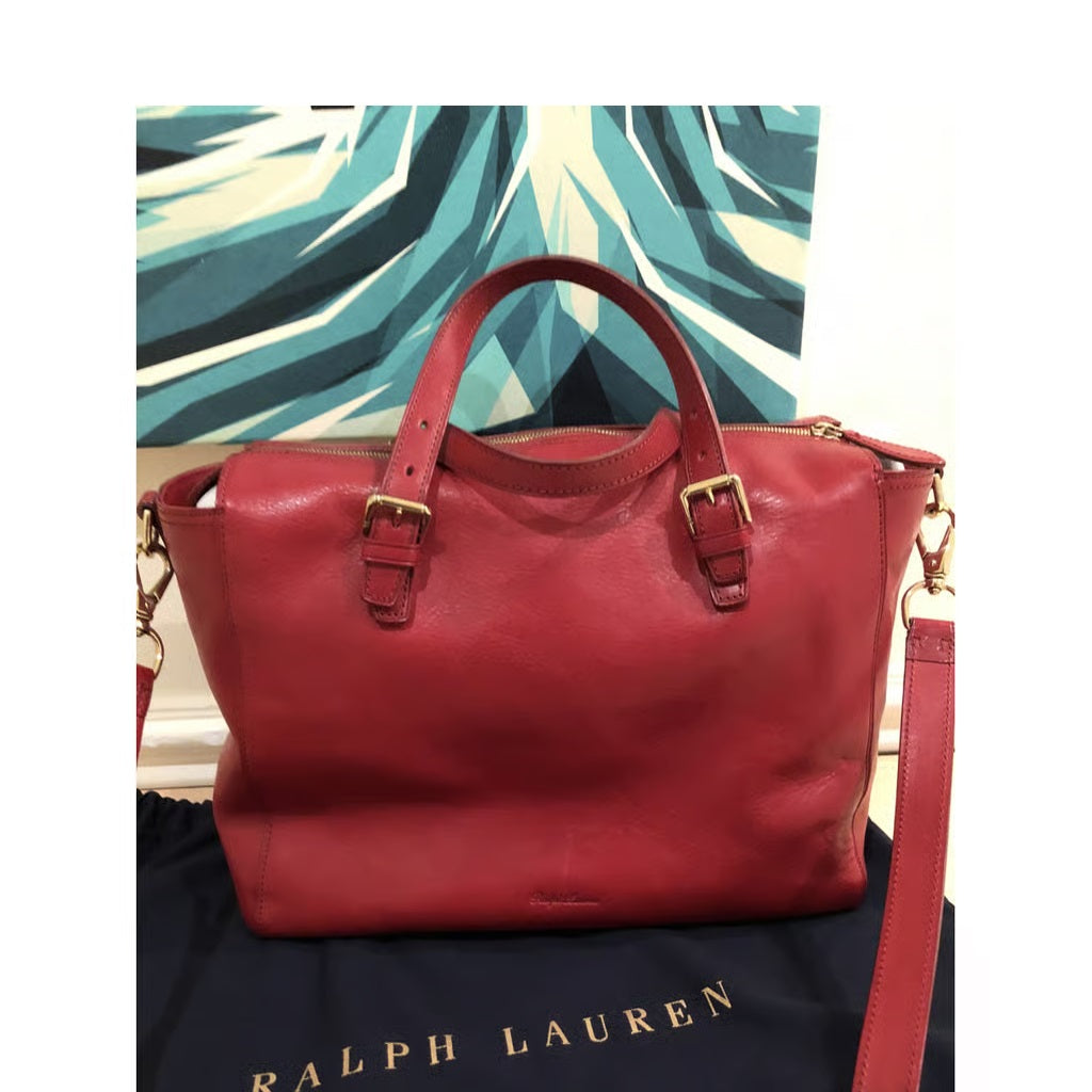 Ralph Lauren Red Leather Tote